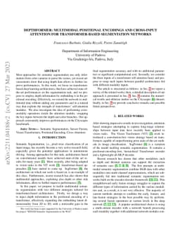 DepthFormer: Multimodal Positional Encodings and Cross-Input Attention
  for Transformer-Based Segmentation Networks