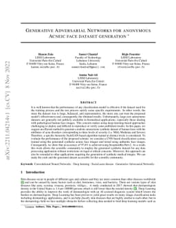 Generative Adversarial Networks for anonymous Acneic face dataset
  generation