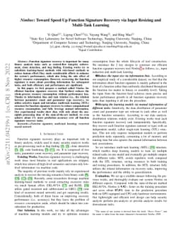 Nimbus: Toward Speed Up Function Signature Recovery via Input Resizing
  and Multi-Task Learning