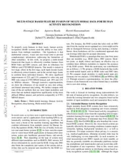 Multi-Stage Based Feature Fusion of Multi-Modal Data for Human Activity
  Recognition