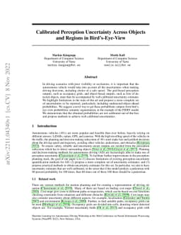 Calibrated Perception Uncertainty Across Objects and Regions in
  Bird's-Eye-View