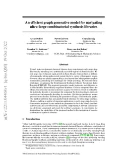 An efficient graph generative model for navigating ultra-large
  combinatorial synthesis libraries