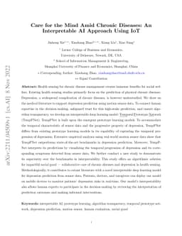Care for the Mind Amid Chronic Diseases: An Interpretable AI Approach Using IoT