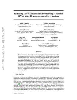 Reducing Down(stream)time: Pretraining Molecular GNNs using
  Heterogeneous AI Accelerators