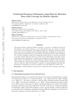 Conformal Frequency Estimation using Discrete Sketched Data with
  Coverage for Distinct Queries