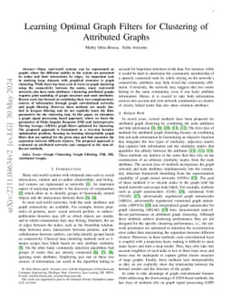 Learning Optimal Graph Filters for Clustering of Attributed Graphs