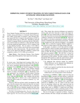Improving Noisy Student Training on Non-target Domain Data for Automatic
  Speech Recognition