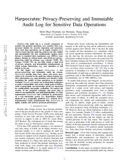 Harpocrates: Privacy-Preserving and Immutable Audit Log for Sensitive
  Data Operations