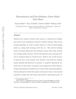 Discrimination and Class Imbalance Aware Online Naive Bayes