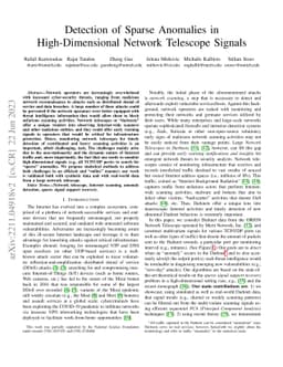 Detection of Sparse Anomalies in High-Dimensional Network Telescope
  Signals