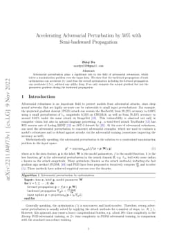 Accelerating Adversarial Perturbation by 50% with Semi-backward
  Propagation