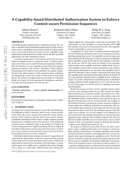 A Capability-based Distributed Authorization System to Enforce
  Context-aware Permission Sequences
