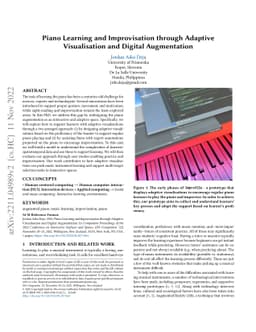 Piano Learning and Improvisation through Adaptive Visualisation and
  Digital Augmentation