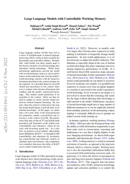 Large Language Models with Controllable Working Memory
