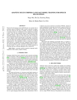 Adaptive Multi-Corpora Language Model Training for Speech Recognition