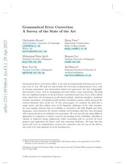 Grammatical Error Correction: A Survey of the State of the Art