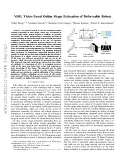 ViSE: Vision-Based 3D Online Shape Estimation of Continuously Deformable
  Robots