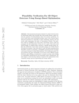 Plausibility Verification For 3D Object Detectors Using Energy-Based
  Optimization