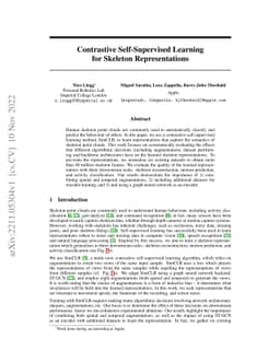 Contrastive Self-Supervised Learning for Skeleton Representations