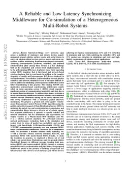 A Reliable and Low Latency Synchronizing Middleware for Co-simulation of
  a Heterogeneous Multi-Robot Systems