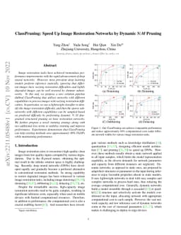 ClassPruning: Speed Up Image Restoration Networks by Dynamic N:M Pruning
