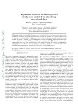 Adjustment formulas for learning causal steady-state models from
  closed-loop operational data