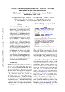 DisentQA: Disentangling Parametric and Contextual Knowledge with
  Counterfactual Question Answering