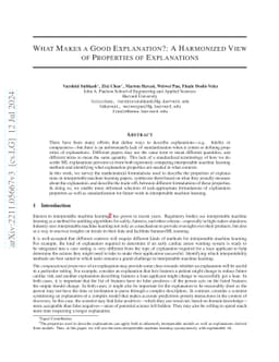 What Makes a Good Explanation?: A Harmonized View of Properties of
  Explanations
