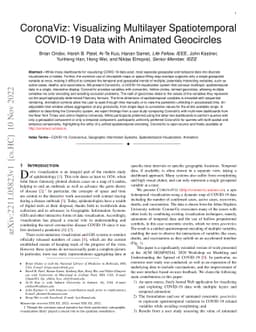 CoronaViz: Visualizing Multilayer Spatiotemporal COVID-19 Data with
  Animated Geocircles