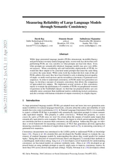 Measuring Reliability of Large Language Models through Semantic
  Consistency