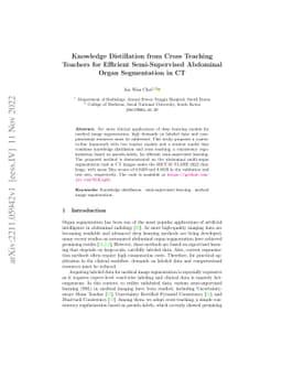 Knowledge Distillation from Cross Teaching Teachers for Efficient
  Semi-Supervised Abdominal Organ Segmentation in CT