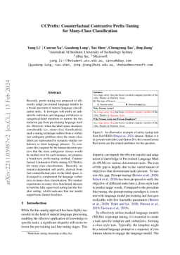 CCPrefix: Counterfactual Contrastive Prefix-Tuning for Many-Class
  Classification