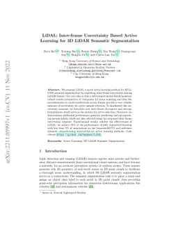 LiDAL: Inter-frame Uncertainty Based Active Learning for 3D LiDAR
  Semantic Segmentation