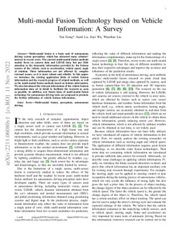 Multi-modal Fusion Technology based on Vehicle Information: A Survey