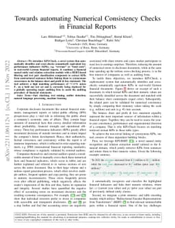 Towards automating Numerical Consistency Checks in Financial Reports