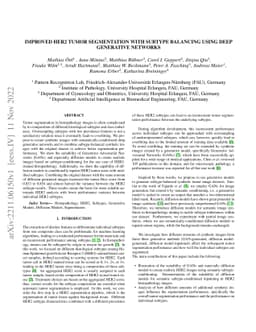 Improved HER2 Tumor Segmentation with Subtype Balancing using Deep
  Generative Networks