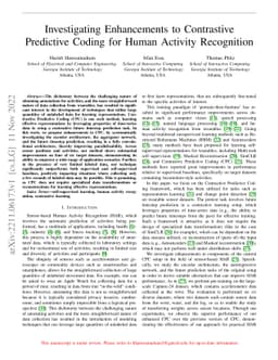 Investigating Enhancements to Contrastive Predictive Coding for Human
  Activity Recognition