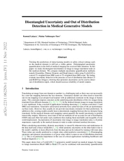 Disentangled Uncertainty and Out of Distribution Detection in Medical
  Generative Models