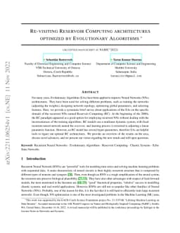 Re-visiting Reservoir Computing architectures optimized by Evolutionary
  Algorithms