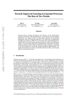 Towards Improved Learning in Gaussian Processes: The Best of Two Worlds