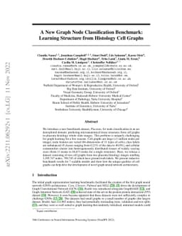 A New Graph Node Classification Benchmark: Learning Structure from
  Histology Cell Graphs