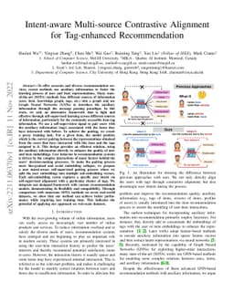 Intent-aware Multi-source Contrastive Alignment for Tag-enhanced
  Recommendation