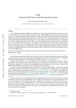 STAR: A Session-Based Time-Aware Recommender System