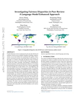 Investigating Fairness Disparities in Peer Review: A Language Model
  Enhanced Approach