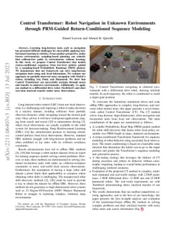 Control Transformer: Robot Navigation in Unknown Environments through
  PRM-Guided Return-Conditioned Sequence Modeling