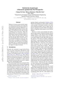 FinTech for Social Good: A Research Agenda from NLP Perspective