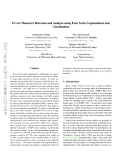 Driver Maneuver Detection and Analysis using Time Series Segmentation
  and Classification