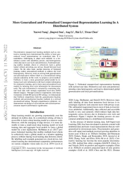 More Generalized and Personalized Unsupervised Representation Learning
  In A Distributed System