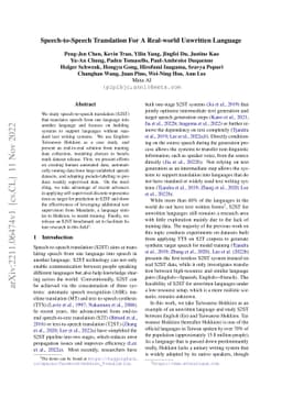 Speech-to-Speech Translation For A Real-world Unwritten Language