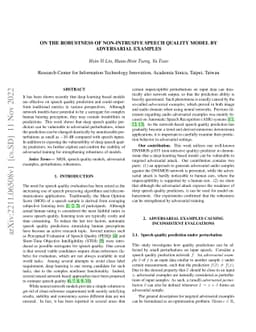 On the robustness of non-intrusive speech quality model by adversarial
  examples
